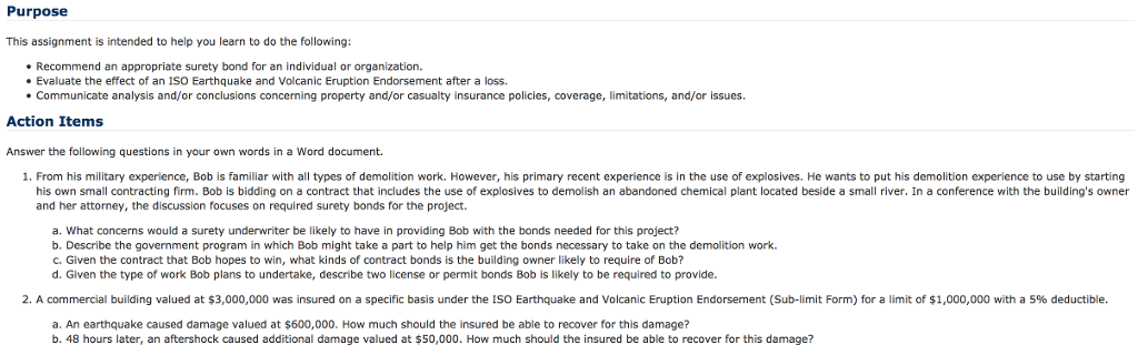 Purpose This assignment is intended to help you learn to do