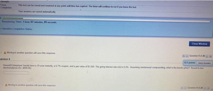  Force Completion This tout can be saved and resumed Many point