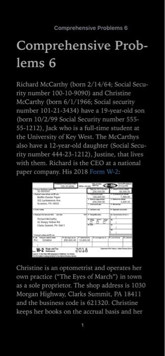  Comprehensive Problems 6 Comprehensive Prob- lems 6 Richard McCarthy (born 2/14/64;