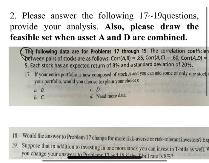 please attach feasible set below. thanks 2. Please answer the following 1719questions,