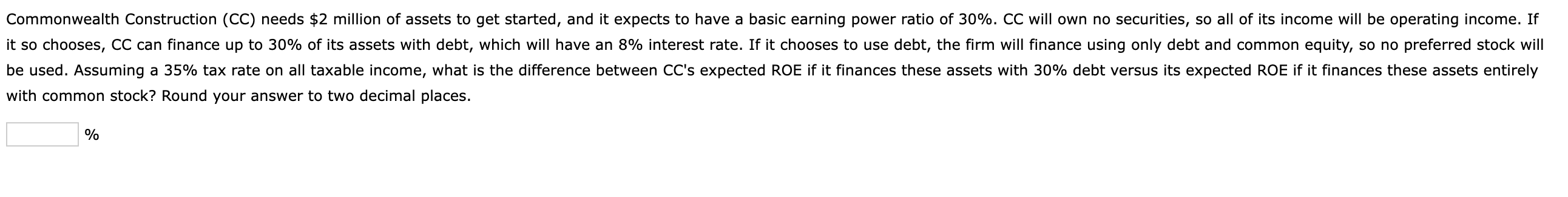  with common stock? Round your answer to two decimal places. %