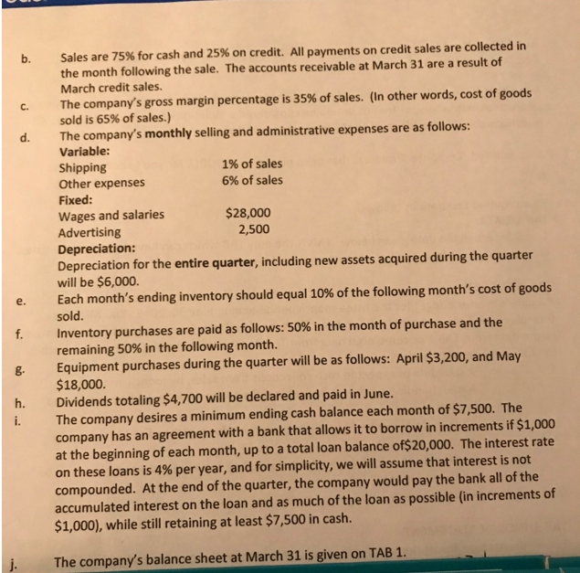 Data, Budget, Income statement and Balance Sheet. Your required tasks are as