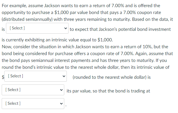 Q1) Select Unreasonable or Reasonable Q2) Intrinsic value? Q3) Select Greater than