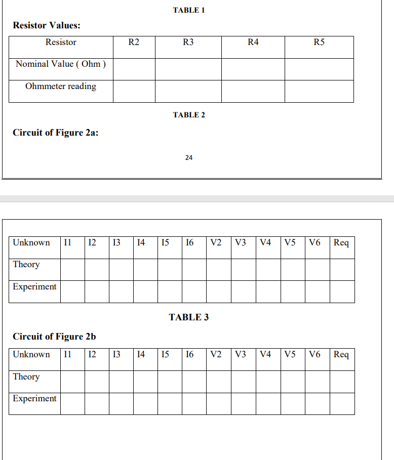 Electrical circuits. I want to solve only this three tables and pictures,