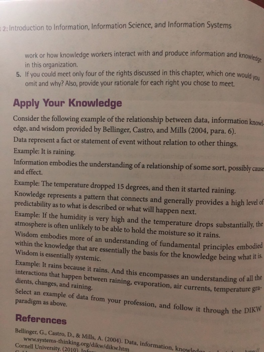 apply your knowledge 2: Introduction to Information, Information Science, and Information Systems