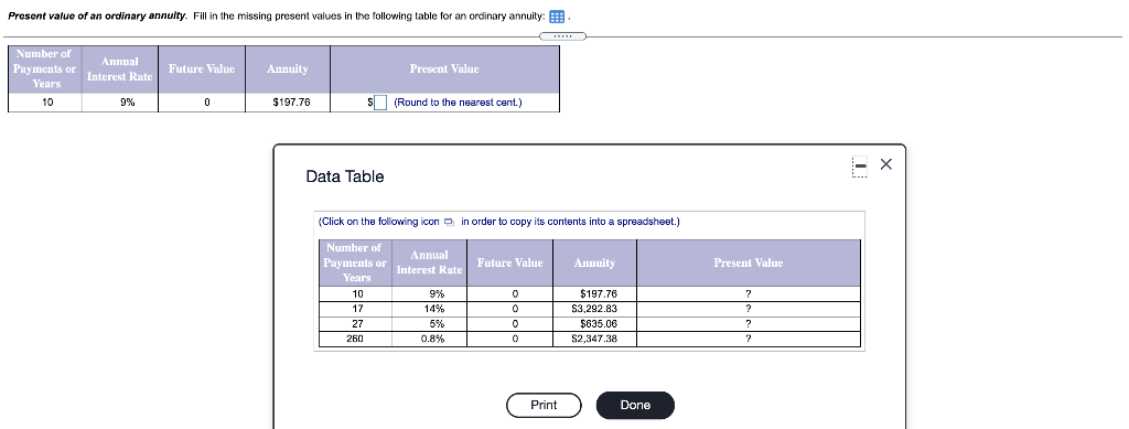 following table, E, what is the present value of this cash flow