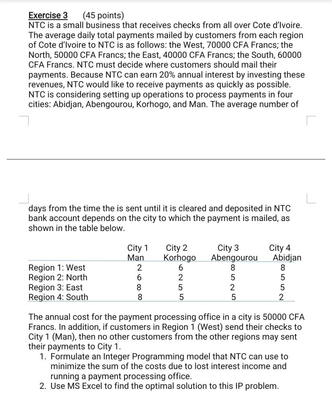  Exercise 3 Very urgent Exercise 3 (45 points) NTC is a