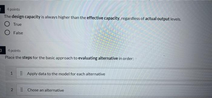 true or false? 4 points The design capacity is always higher than