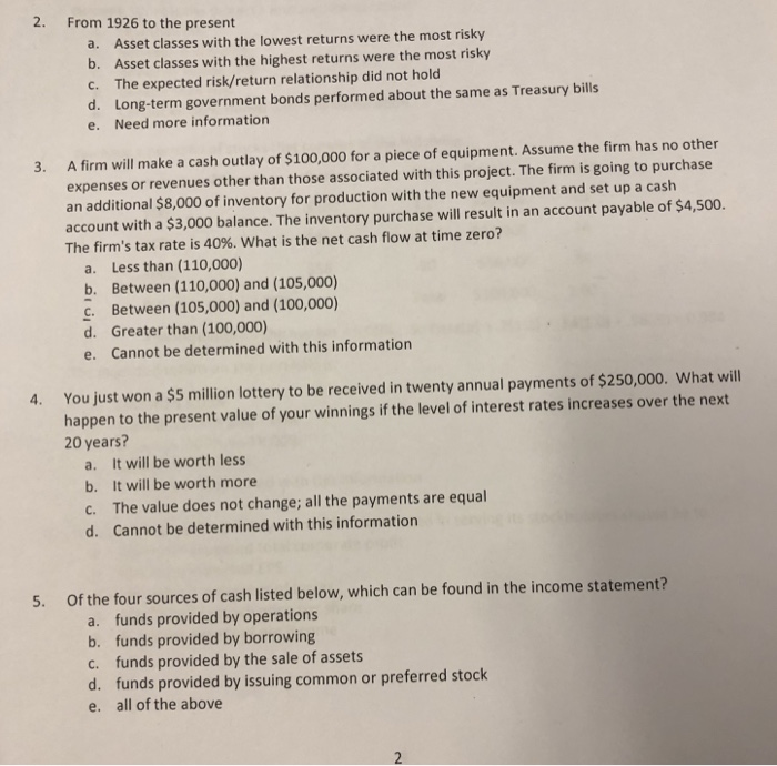  2-4 2. From 1926 to the present a. b. c. d.
