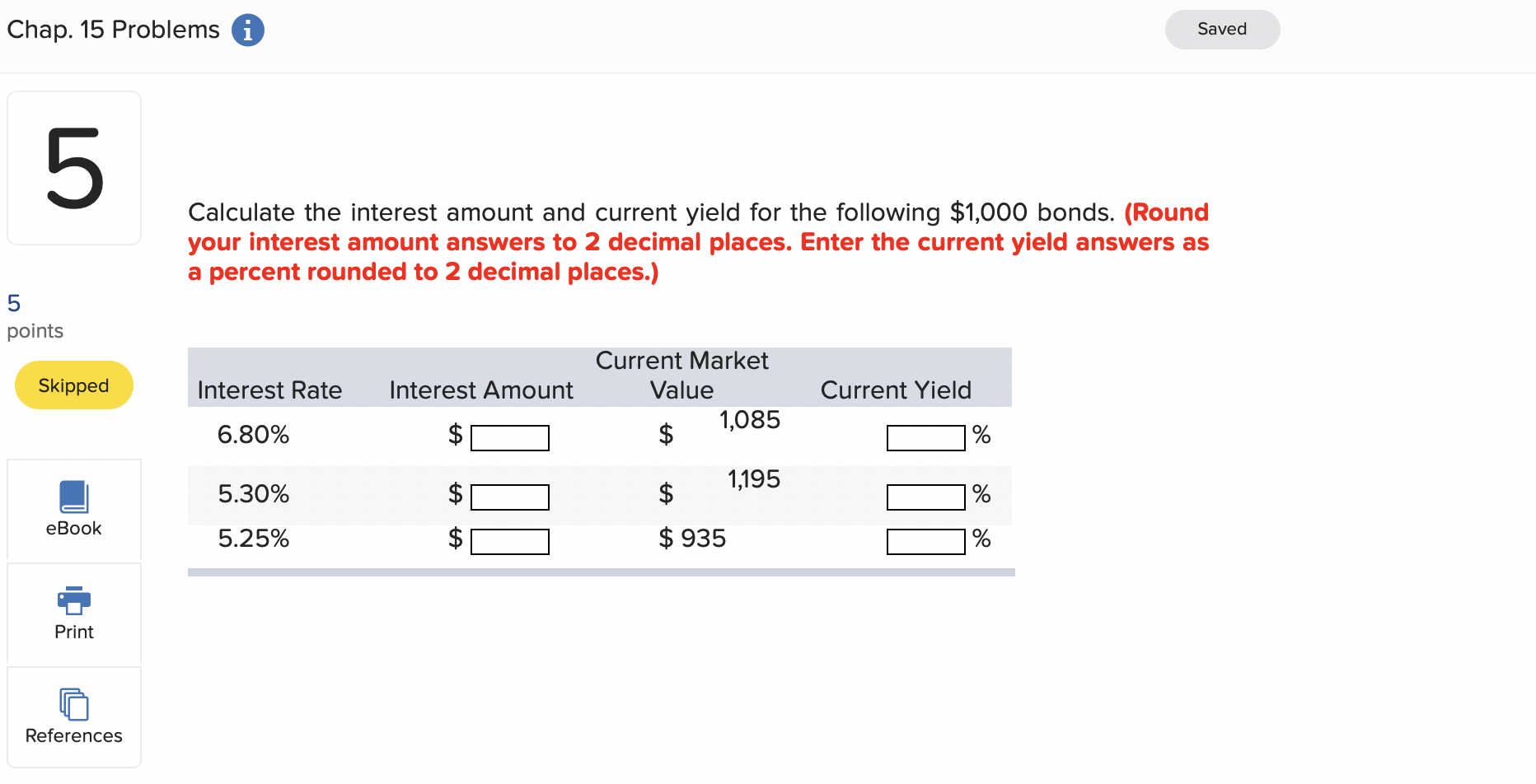  Chap. 15 Problems i Saved 5 Calculate the interest amount and