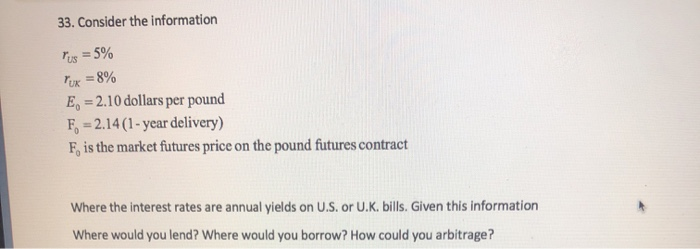  33. Consider the information Pus = 5% Pux = 8% E
