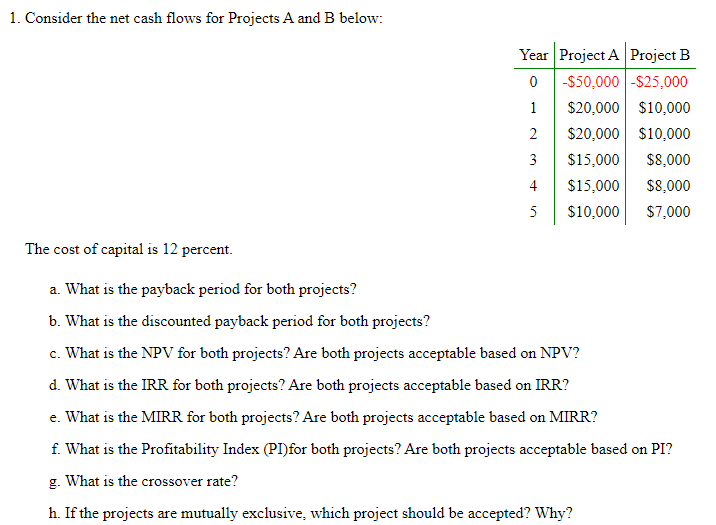 PLEASE SOLVE USING EXCEL AND SHOW ALL WORK/FORMULAS 1. Consider the