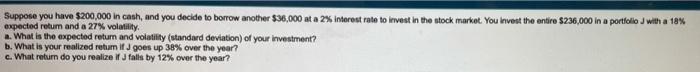  please help with a through b. thank you expected retum and