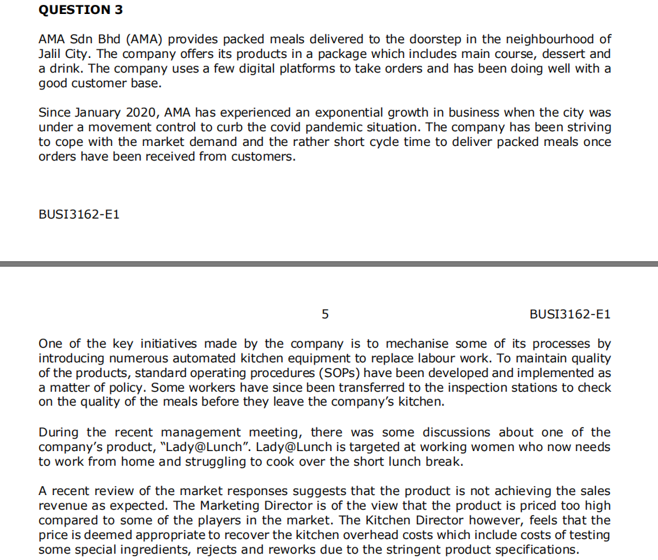please solve (a)(ii) & (b)(ii) for me. QUESTION 3 AMA Sdn