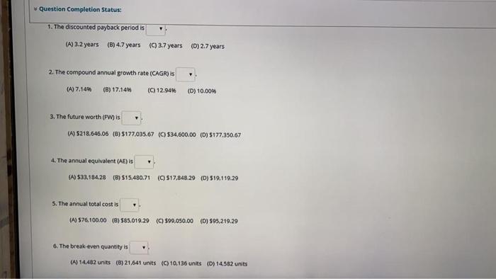 ($) Annual Labor Cost ($) Annual Maintenance Cost (S) Other Annual Costs