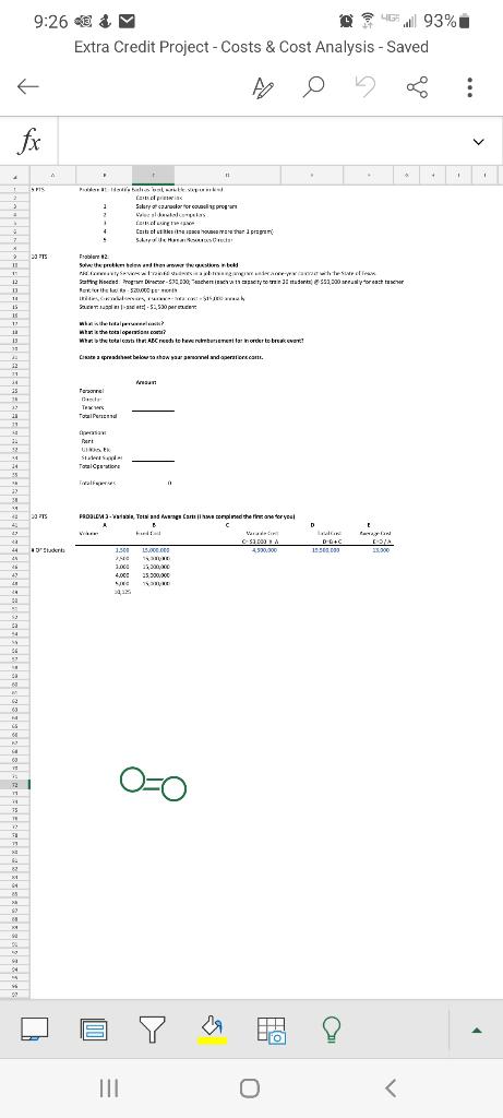 % 93 9:26 E& Extra Credit Project - Costs & Cost