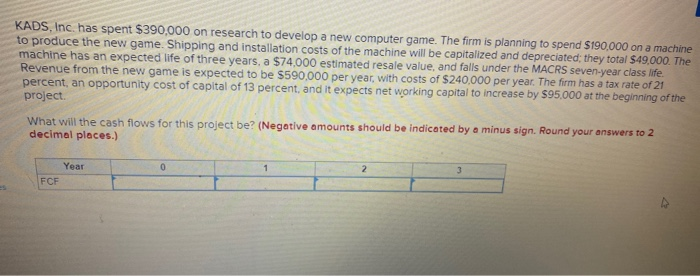  KADS, Inc. has spent $390,000 on research to develop a new