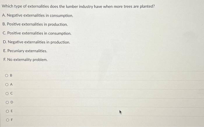  Which type of externalities does the lumber industry have when more
