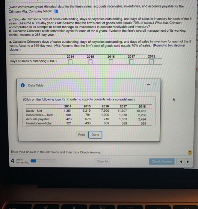 NEED HELP! please answer ALL PARTS- Every year listed as well as