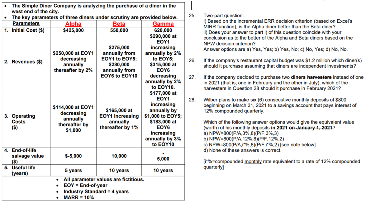 25. Two-part question: i) Based on the incremental ERR decision criterion