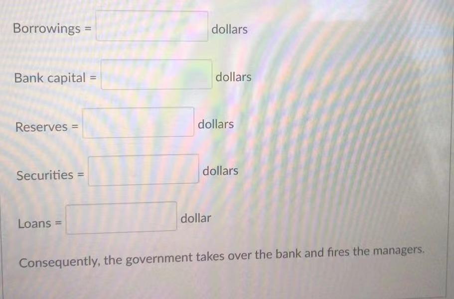 shows the initial balance sheet of a hypothetical bank. There are no