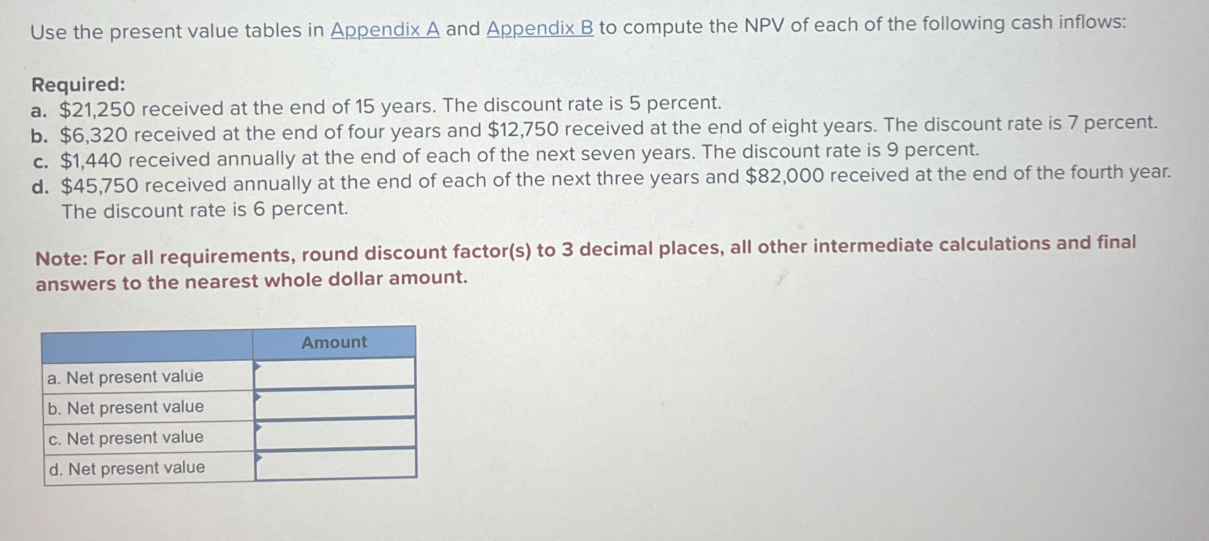  Use the present value tables in Appendix A and Appendix B