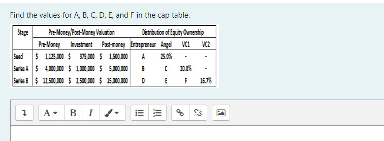 27- Find the values for A, B, C, D, E, and F