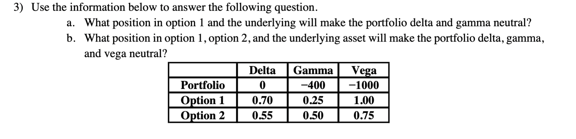Question 3 a and b please. Thank you 3) Use the information