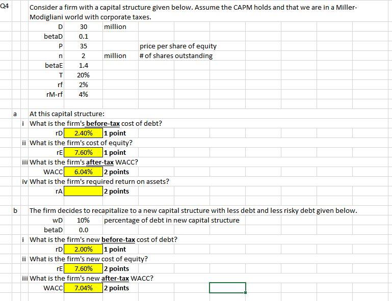 04 P Consider a firm with a capital structure given below.