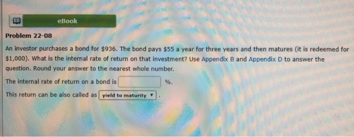 Please show all work. Will like for corrdct answer. eBook Problem 22-08