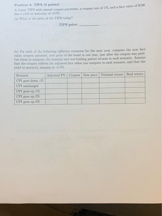 Problem 4: TIPS (5 points) A 2. your TIPS with annual