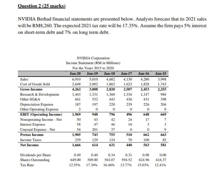 please help me how to do in excel Question 2 (25
