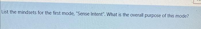  List the mindsets for the first mode, "Sense Intent". What is