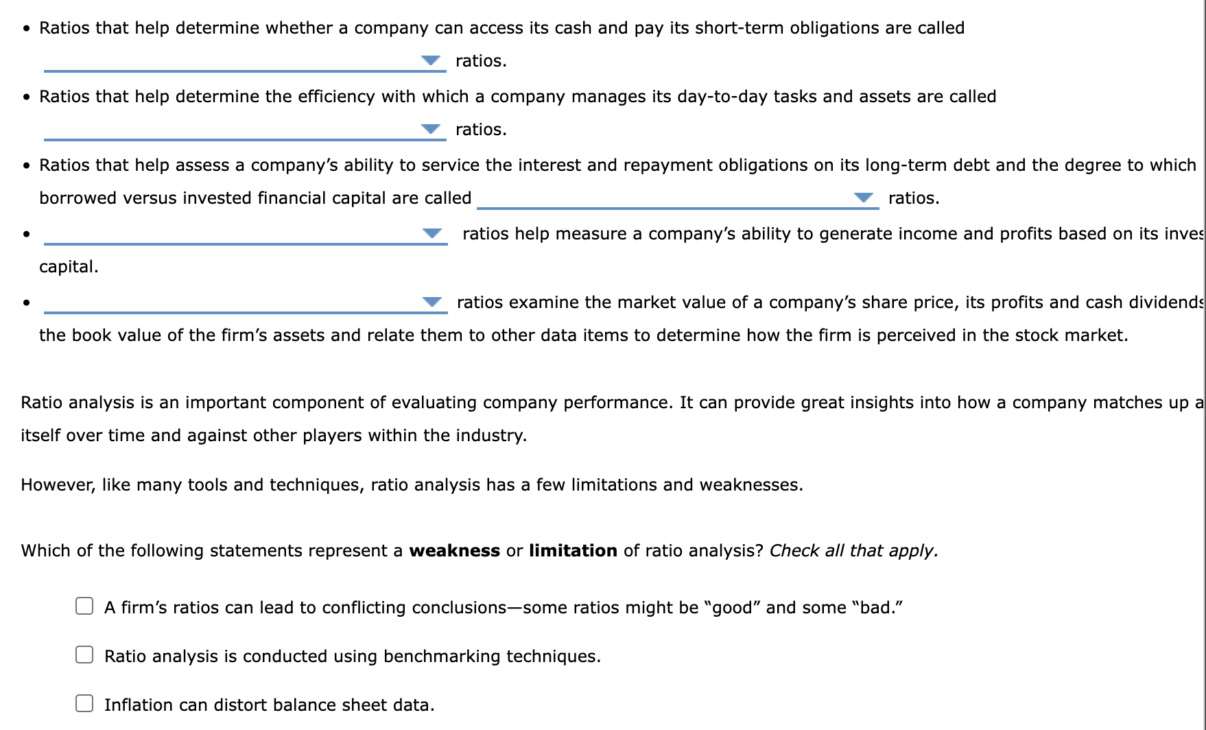 - Ratios that help determine whether a company can access its