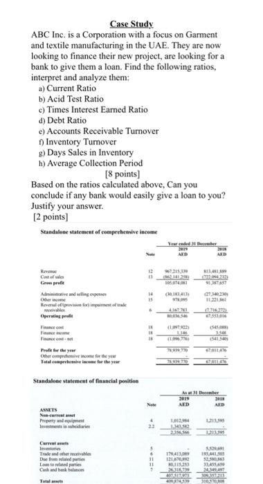  Case Study ABC Inc. is a Corporation with a focus on