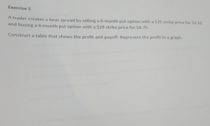  Asap Exercise 5 A trader creates a bear spread by selling