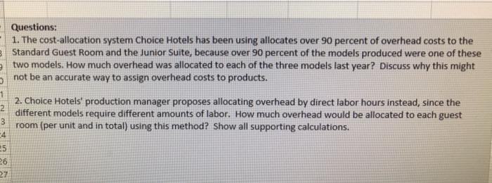 in activity-based costing Complete the calculations to help you answer the que