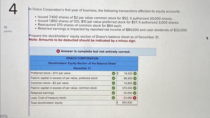 12%,$10 par value preferred stock for $57. It authorized 3,000 shares. -