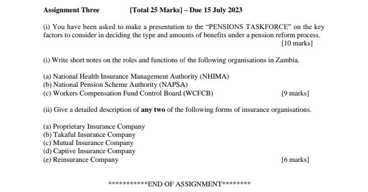  Assignment Three (i) You have been asked to make a presentation