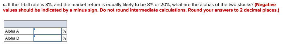 on two stocks for two particular market returns: Market Return 8% Aggressive