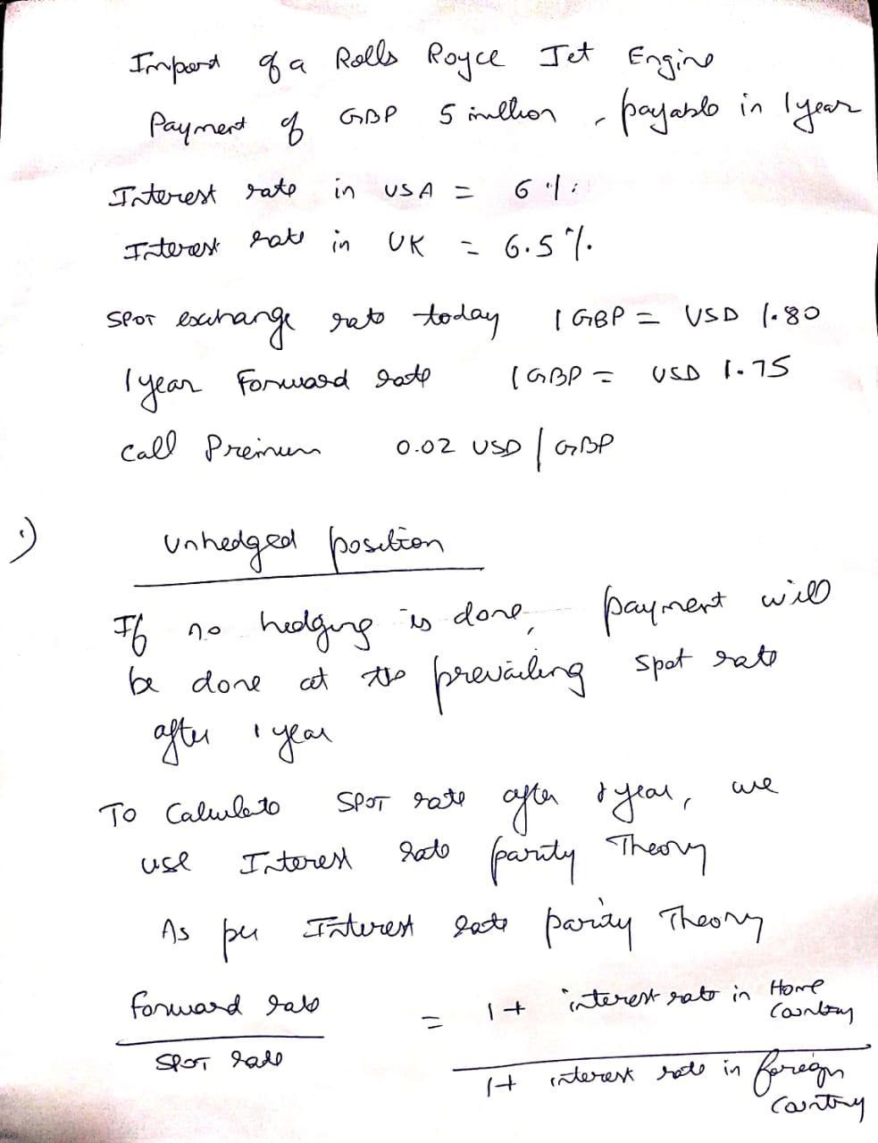 Boeing imports a Rolls Royce jet engine. It will pay GPB 5