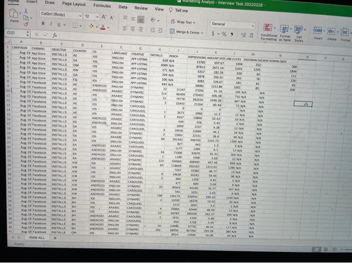  In the attached spreadsheet you will find the raw data of