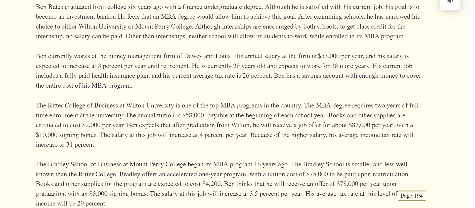 2. Wilton MBA: (Two year program) a. Calculate Costs: the direct costs