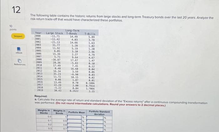 mean return and variance for the stock fund. (Do not round intermediate