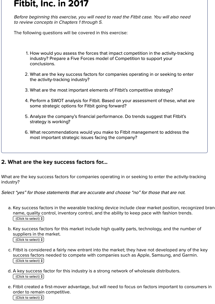  Fitbit, Inc. in 2017 Before beginning this exercise, you will need