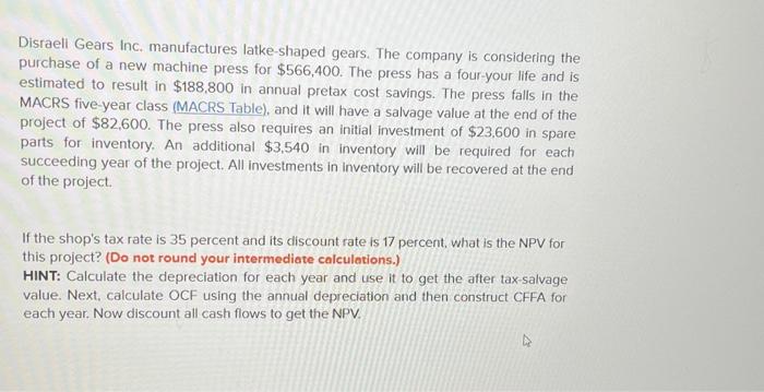 spare parts for inventory. An additional $3,540 in inventory will be required