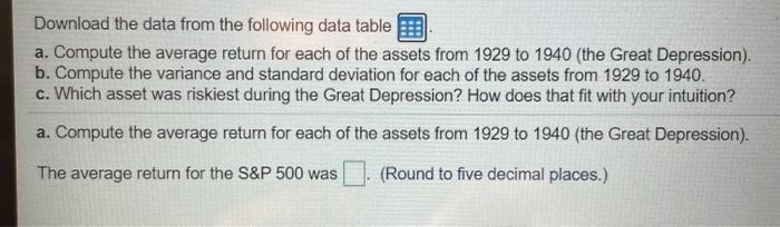  please answer all parts. for parts please answer average return for