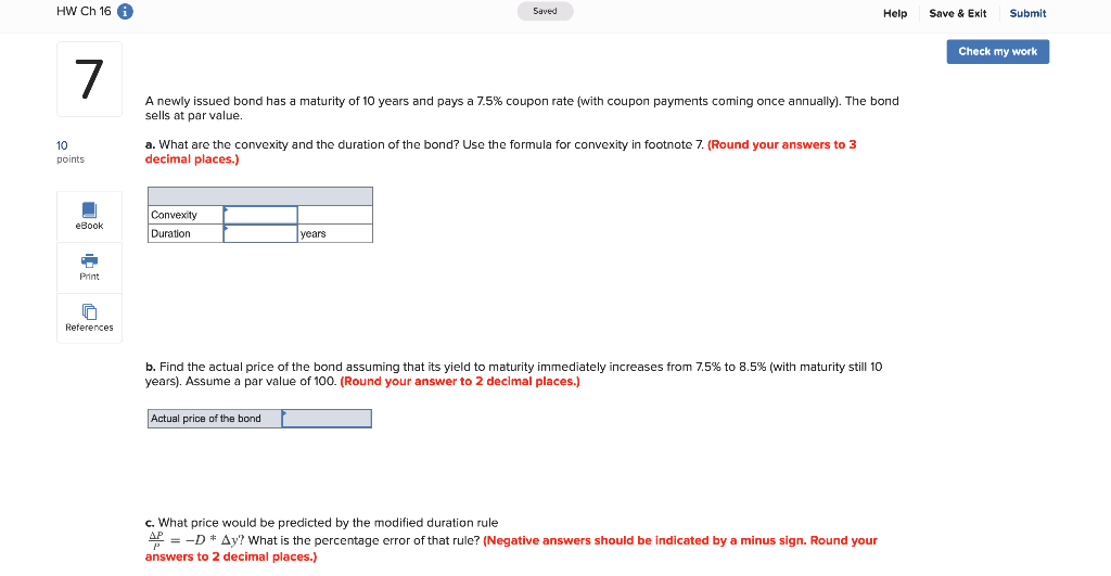  HW Ch 16 i Saved Help Save & Exit Submit Check