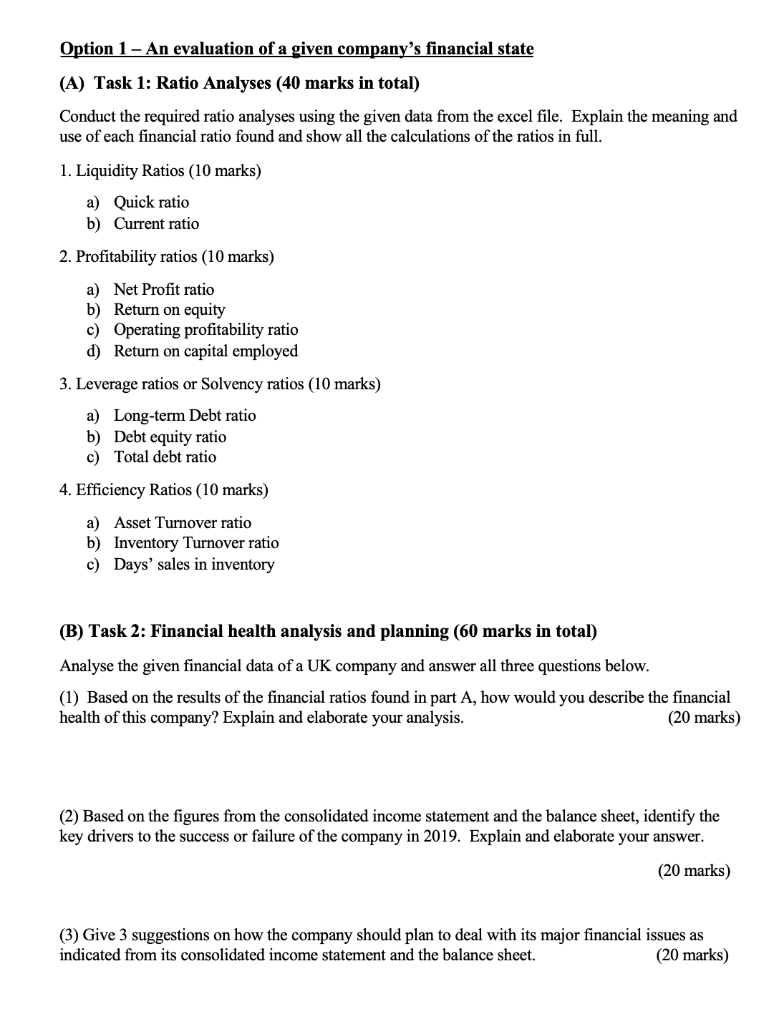 I've attached my answers for task 1 for reference. 1 (A) Consolidated