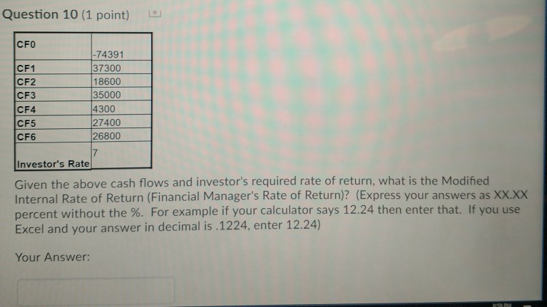  Question 10 (1 point) CFO CF1 CF2 CF3 CF4 CF5 CF6